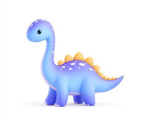 Naklejka premium Blue cartoon dinosaur standing on white background