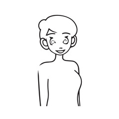 Beautiful Woman Black and White Vector Image Illustration Fashion Girl Portrait Line Art Drawing