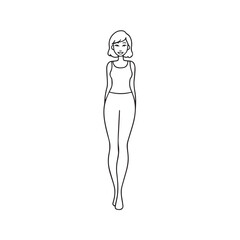 Beautiful Woman Black and White Vector Image Illustration Fashion Girl Portrait Line Art Drawing