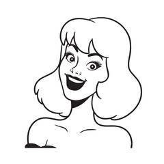 Fototapeta premium Beautiful Woman Black and White Vector Image Illustration Fashion Girl Portrait Line Art Drawing