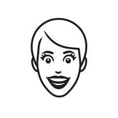 Beautiful Woman Black and White Vector Image Illustration Fashion Girl Portrait Line Art Drawing