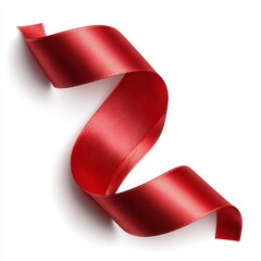 Visual appeal of elegant red ribbon twirl in minimalist studio product photography
