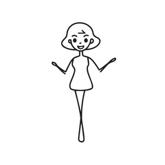 Beautiful Woman Black and White Vector Image Illustration Fashion Girl Portrait Line Art Drawing