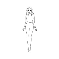 Beautiful Woman Black and White Vector Image Illustration Fashion Girl Portrait Line Art Drawing