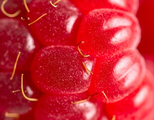 Close-up view of ripe raspberries