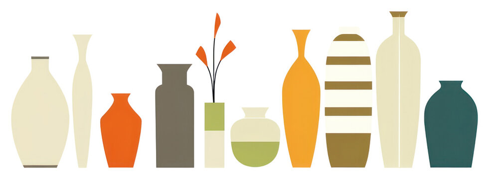 Fototapeta PNG Illustration of vases border jar art arrangement.