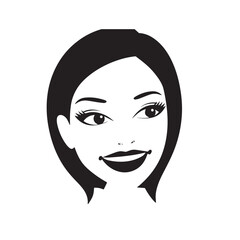 Beautiful Woman Black and White Vector Image Illustration Fashion Girl Portrait Line Art Drawing