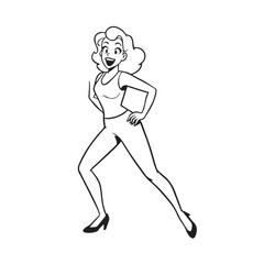 Beautiful Woman Black and White Vector Image Illustration Fashion Girl Portrait Line Art Drawing