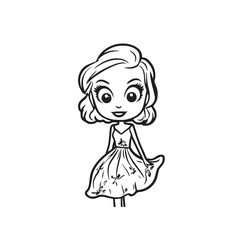 Beautiful Woman Black and White Vector Image Illustration Fashion Girl Portrait Line Art Drawing