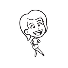 Beautiful Woman Black and White Vector Image Illustration Fashion Girl Portrait Line Art Drawing