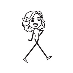 Beautiful Woman Black and White Vector Image Illustration Fashion Girl Portrait Line Art Drawing