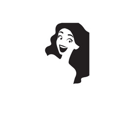 Beautiful Woman Black and White Vector Image Illustration Fashion Girl Portrait Line Art Drawing