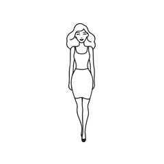 Beautiful Woman Black and White Vector Image Illustration Fashion Girl Portrait Line Art Drawing