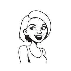 Beautiful Woman Black and White Vector Image Illustration Fashion Girl Portrait Line Art Drawing