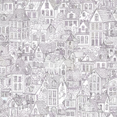 Fototapeta premium Detailed Illustration of a Dense European Historic Cityscape with Charming Architecture