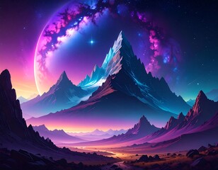 Cosmic Mountain Landscape
