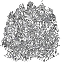 Obraz premium Intricate Old Town Architecture With Tall Towers And Buildings