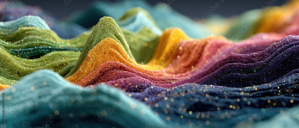 Poster modern abstract data visualization with colorful waves and geometric grids premium tech analytics co