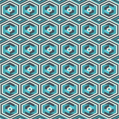 Seamless Mid-Century Modern Hexagon Pattern, Modern Abstract Hexagonal Tiling Design