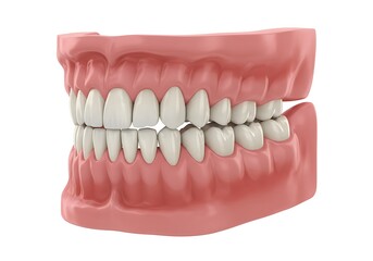 3d illustration of realistic 3d render of human teeth and gums, isolated on white background