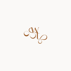 luxury minimalist logo design TW caligraphic style monogram letter wedding initial concept