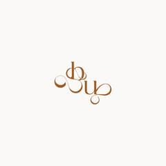 luxury minimalist logo design UB caligraphic style monogram letter wedding initial concept