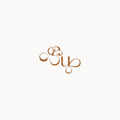 luxury minimalist logo design UA caligraphic style monogram letter wedding initial concept
