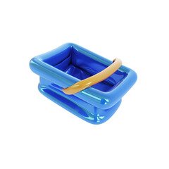 Inflatable blue basket for outdoor activities.