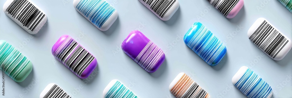 Poster modern premium barcodes in multiple styles for retail and logistics authentic product tracking techn