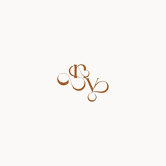 luxury minimalist logo design VN caligraphic style monogram letter wedding initial concept
