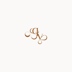 luxury minimalist logo design VQ caligraphic style monogram letter wedding initial concept