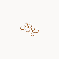 luxury minimalist logo design VV caligraphic style monogram letter wedding initial concept