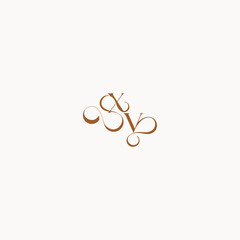 luxury minimalist logo design VX caligraphic style monogram letter wedding initial concept