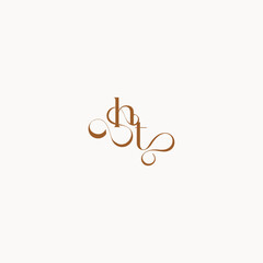 caligraphic style monogram luxury minimalist logo design TH wedding initial concept letter