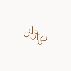 caligraphic style monogram luxury minimalist logo design TI wedding initial concept letter