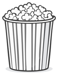 Classic Striped Popcorn Bucket Full of Fluffy Movie Snack Illustration Graphic