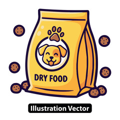 Cute Dog Dry Food Package Illustration
