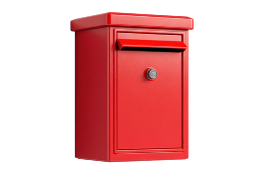 Red Wall-Mounted Mailbox on Transparent Background