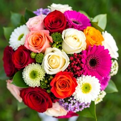 Vibrant Bridal Bouquet with Assorted Flowers.