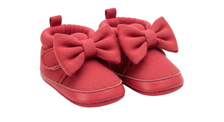 Isolated Red Baby Shoes with Bows