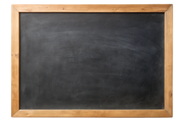 Plain rectangular chalkboard with wooden frame isolated for educational and creative use transparent background