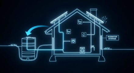 Rainwater Harvesting Blueprint Eco Friendly Home Design Concept