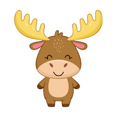 Happy and Cute Moose Character
