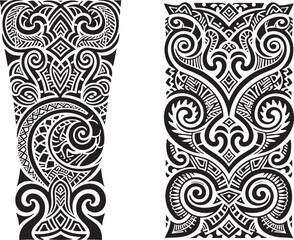 Bold tribal tattoo art designs for creative projects and unique body art inspiration on a white background