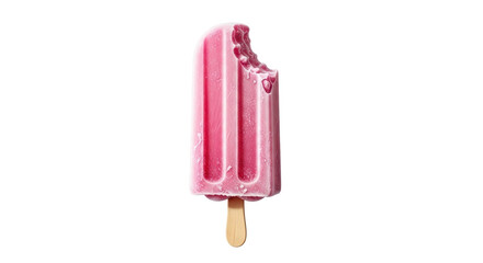 Isolated Pink Popsicle with Bite Mark