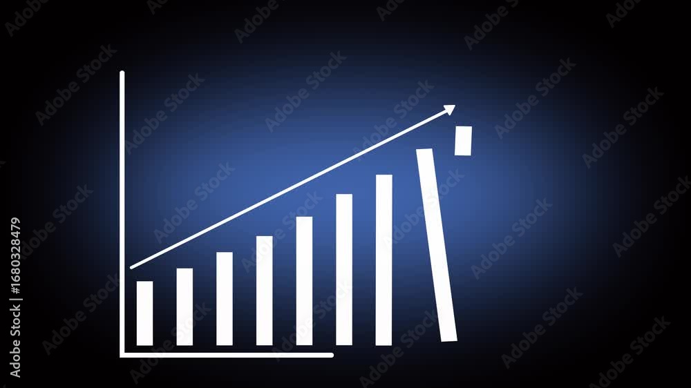 Poster abstract business graph icon animation background.business graph chart with growing business concept
