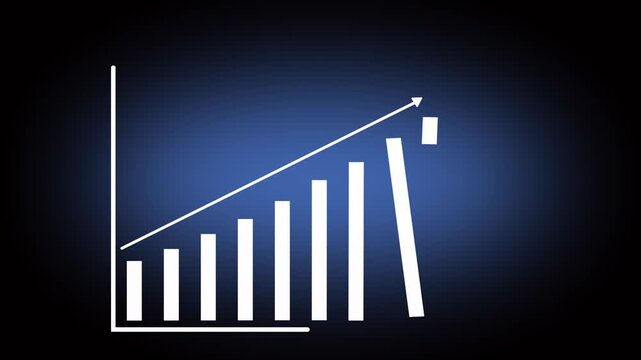 Abstract business graph icon animation background.Business graph chart with growing business concept. Abstract decreasing business graph chart animation background. 4k video.