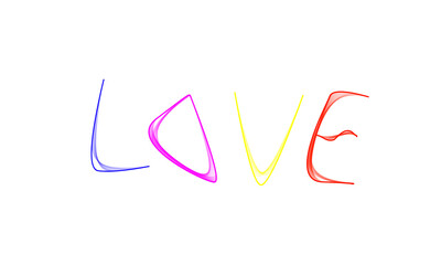 Colorful love text handwritten modern typography artwork, ideal for global Valentine greeting cards and romantic wall art prints, creative decorative lettering with vibrant artistic style
