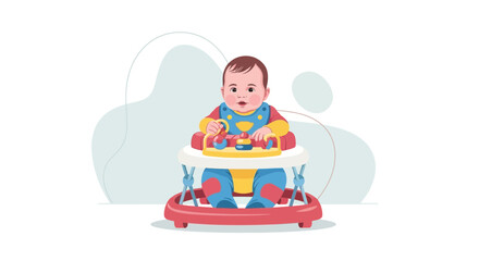Fototapeta premium Animated Baby Exploring The World With Joy In a Brightly Colored Walker