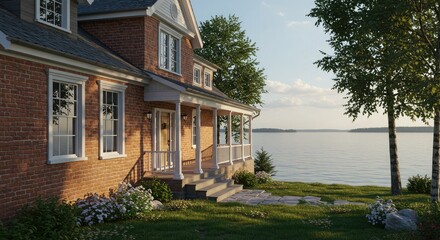 Fototapeta premium house on the river bank